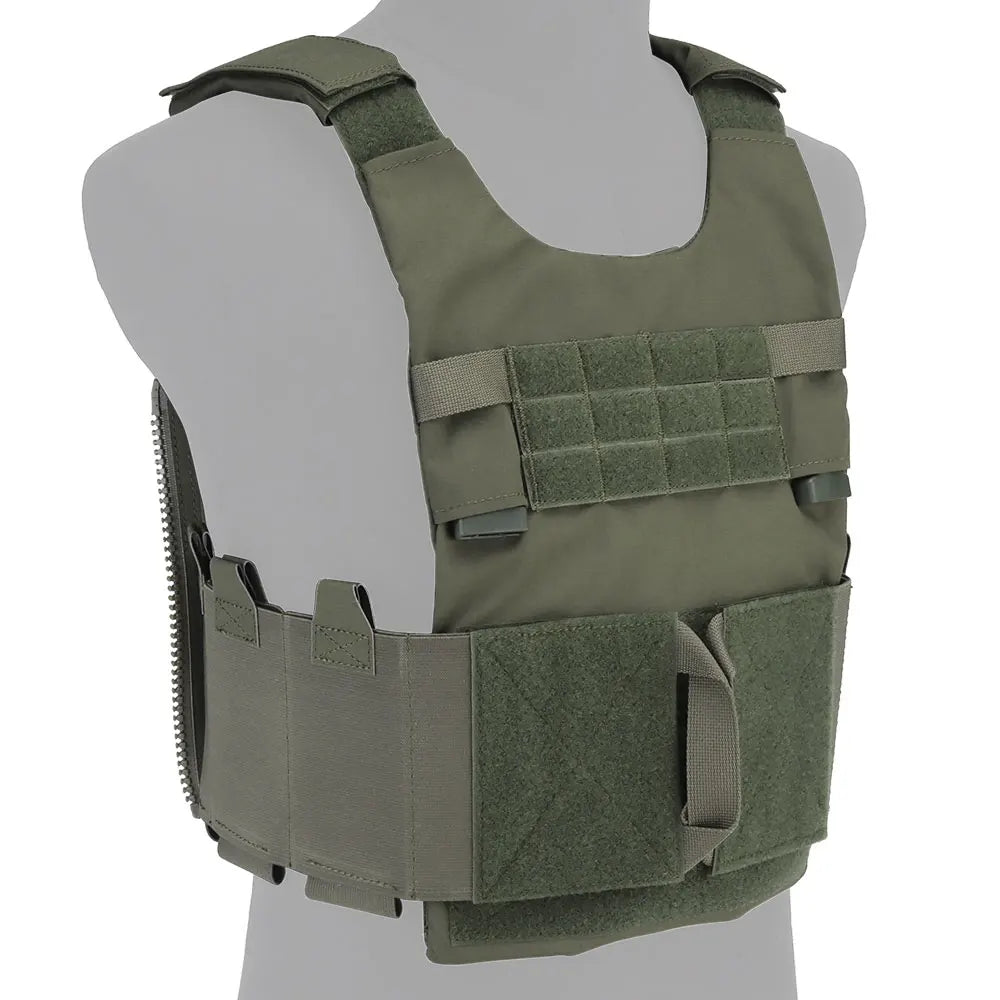 Wosport LV-119 Tactical Vest Cordura Plate Carrier 6 Quick Access Pouches 2.5 Inch Buckle Rear Zipper for Airsoft Outdoor Games