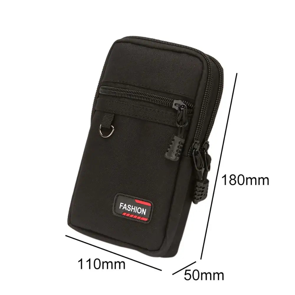 7 Inch Waist Fanny Pack Men Phone Pouch Camping Hunting Waist Bag (Black)