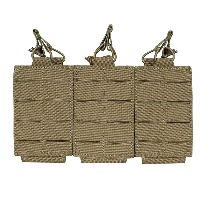 AG 3 MOLLE 5.56 M4 Triple Magazine Pouch Bungee Retention Tactical Vest K19 Plate Carrier Front Placard MAG Holder Bag Airsoft