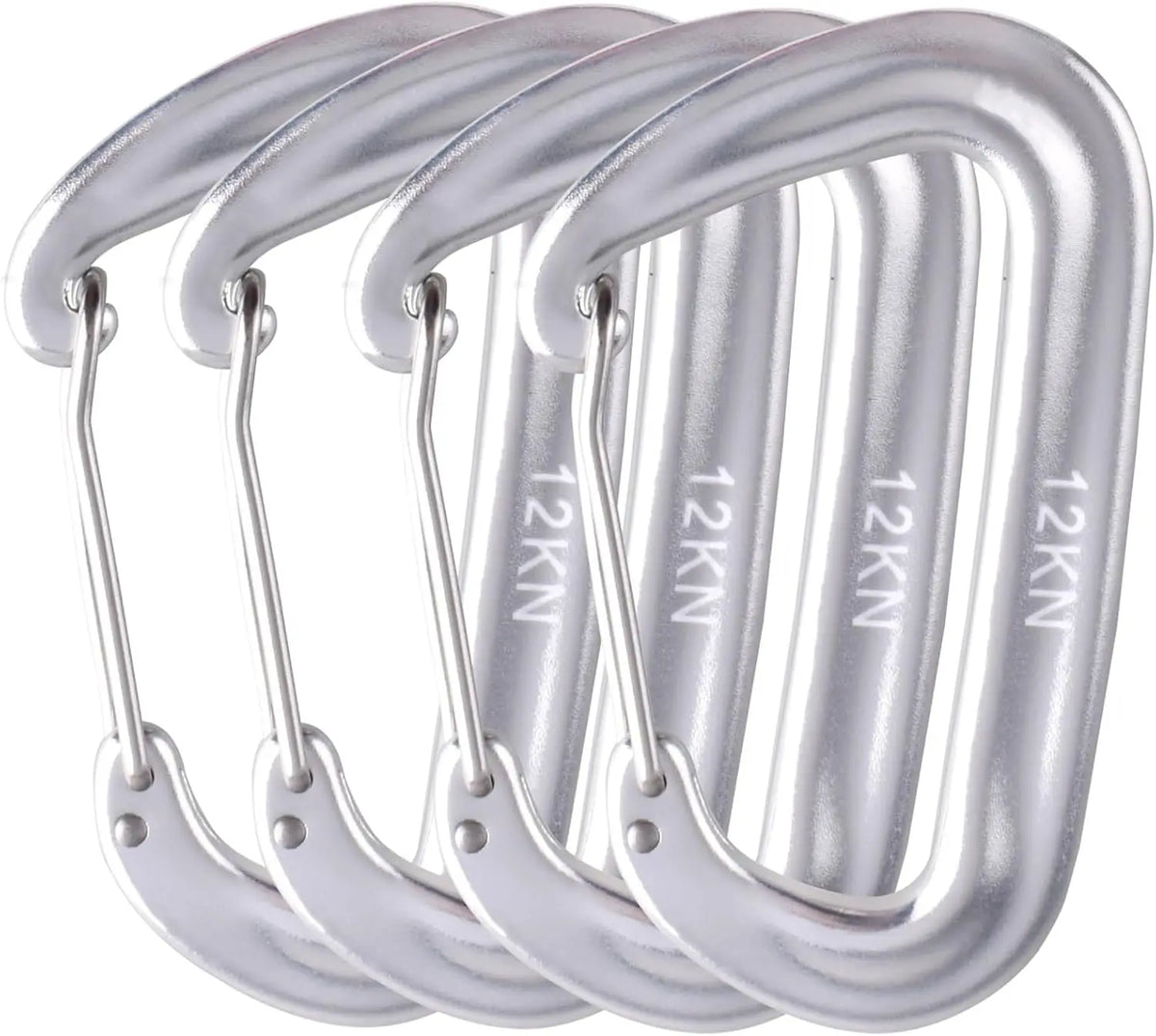 4PCS 12kN Carabiners Set D-type Heavy Duty Buckle Hook Outdoor Aluminum Clips For Hammock Camping And Hiking