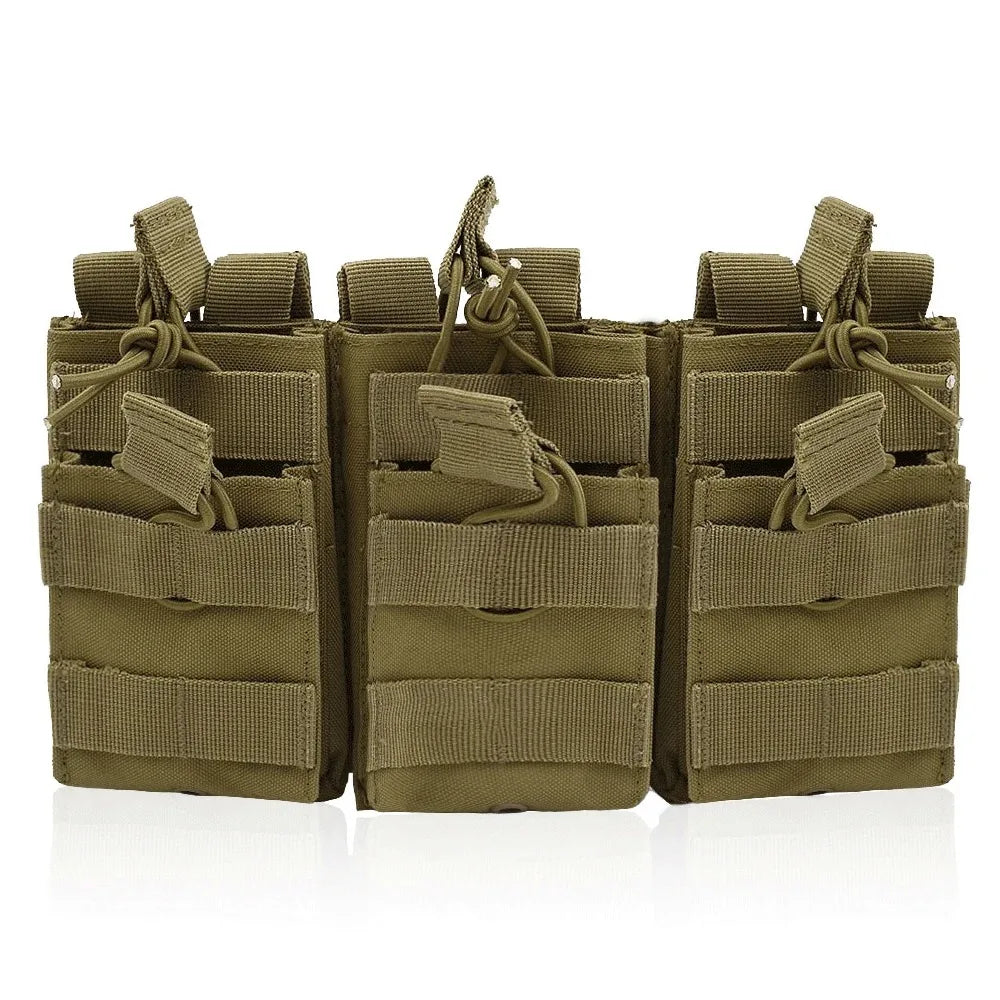 Universal Triple Magazine Pouch - Double-Layer Molle Compatible Ammo Holder for M4/M16, M14, AK, AR Platforms