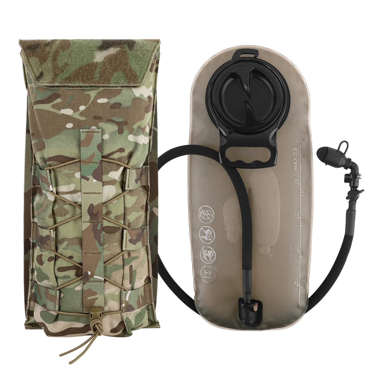 KRYDEX Tactical MOLLE 3L Hydration Pack 100 oz Water Bladder Pouch Modular Pack Bag Outdoor Hiking Camping Accessories