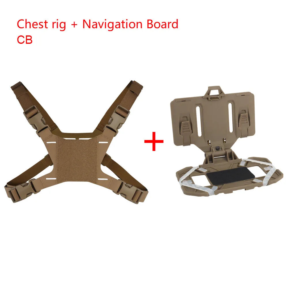 Tactical Navboard Flip Lite Harness Setup Navigator Smart Phone Holder Chest Rig Front Placard Navigation Outdoor Hunting Vest