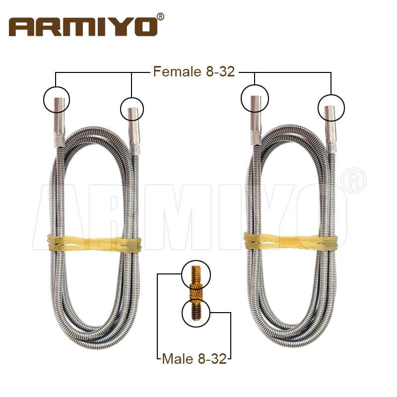 Armiyo .22/.30/.38Cal 12GA Wool Felt Pad 1m Spring Cable Male Thread 8-32 to M2.5 With Nut Hose Pipeline Cleaning Brush Hunting