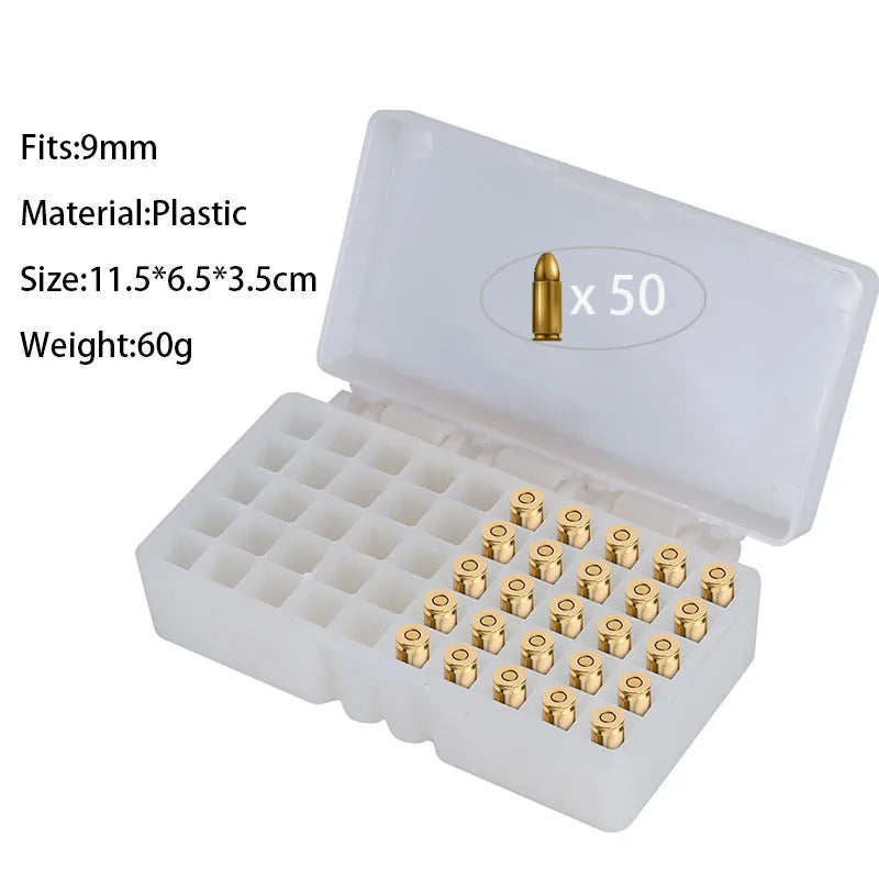 Hunting Bullets Box 7.62x39/.223/9mm 50 Rounds Ammunition Case for Cartridges Storage Ammo Holder Outdoor Shooting Accessories