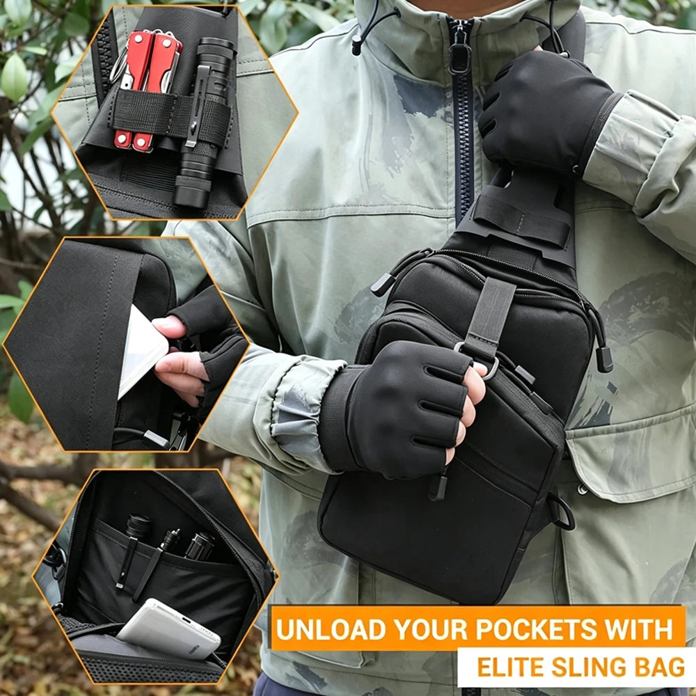 Tactical Pistol Gun Bag Concealed Carry Gun Storage Pouch with Gun Holster Crossbody Shoulder Gun Bag EDC Tool Pouch Chest Bag