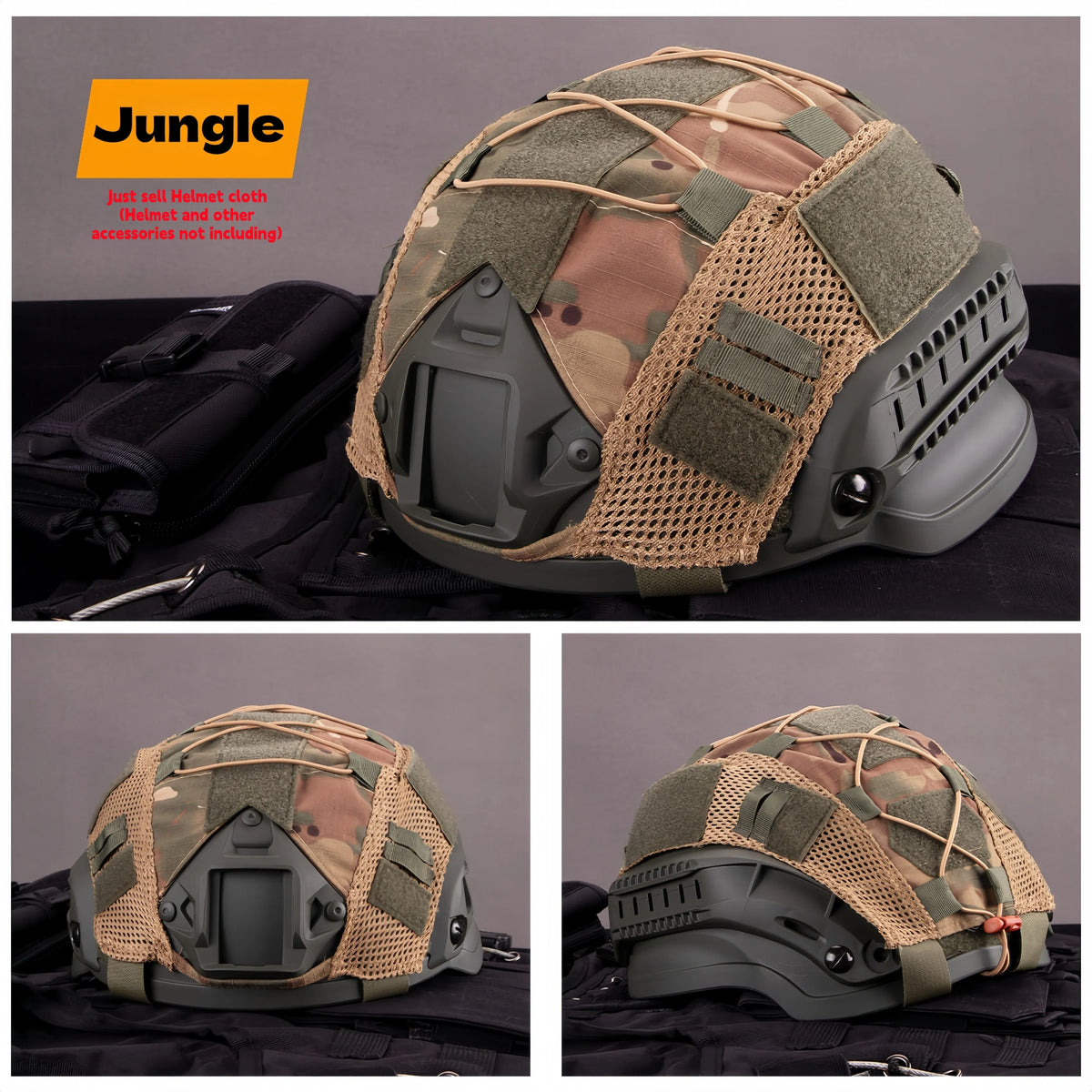 FAST Helmet Cover Multi-Cam Tactical Helmet Mesh with Elastic Cord for Fast MH PJ BJ Helmets Airsoft Paintball Hunting Shooting