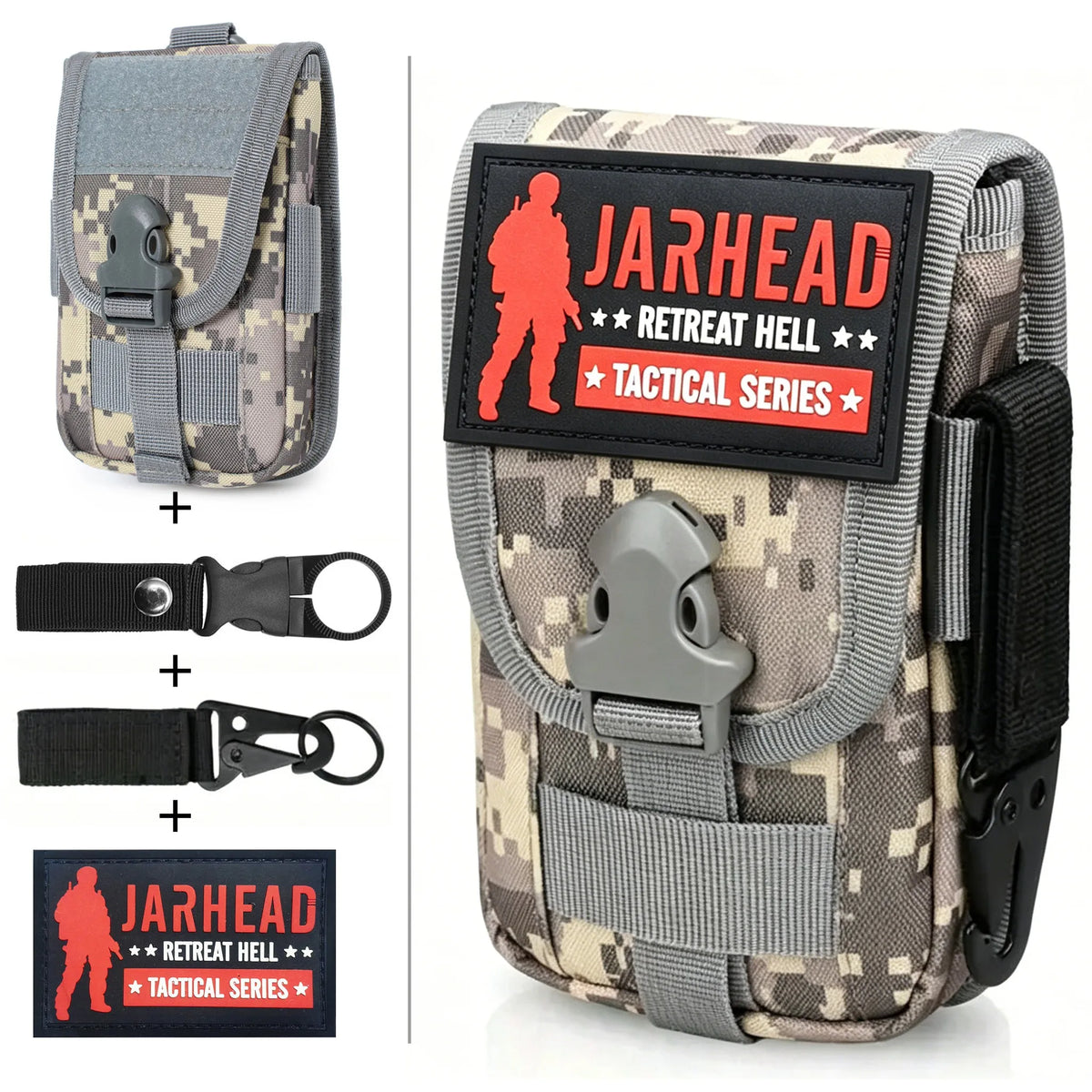 Multi Functional Tactical Sports Running Waist Bag Phone Bag Vertical Double-Layer Molle Accessory Bag Set For Hiking Hunting