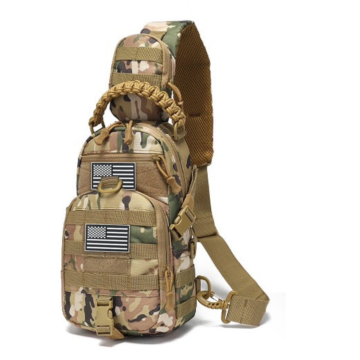 Multi functional crossbody chest bag Molle expansion system adjustable, widened, breathable single shoulder strap woven handle