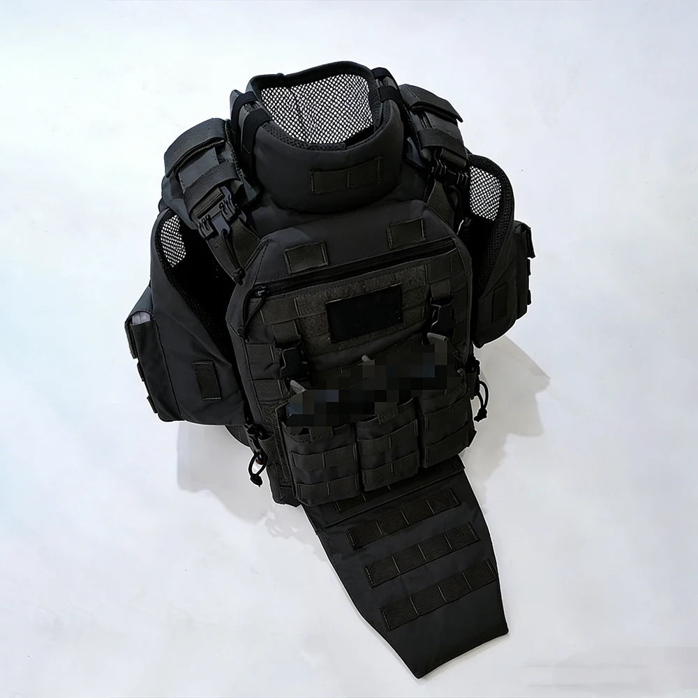 Tactical Full Vest Airsoft Full Protective Heavy-Duty Vest With Neck Throat Protector Shoulder Pads For CS Hunting Shooting