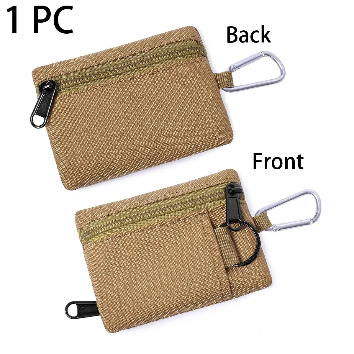 Mini Tactical Pouch EDC Organizer Bag 600D Nylon Coin Purse Key Card Holder with Carabiner for Camping Hiking Outdoor Daily Use