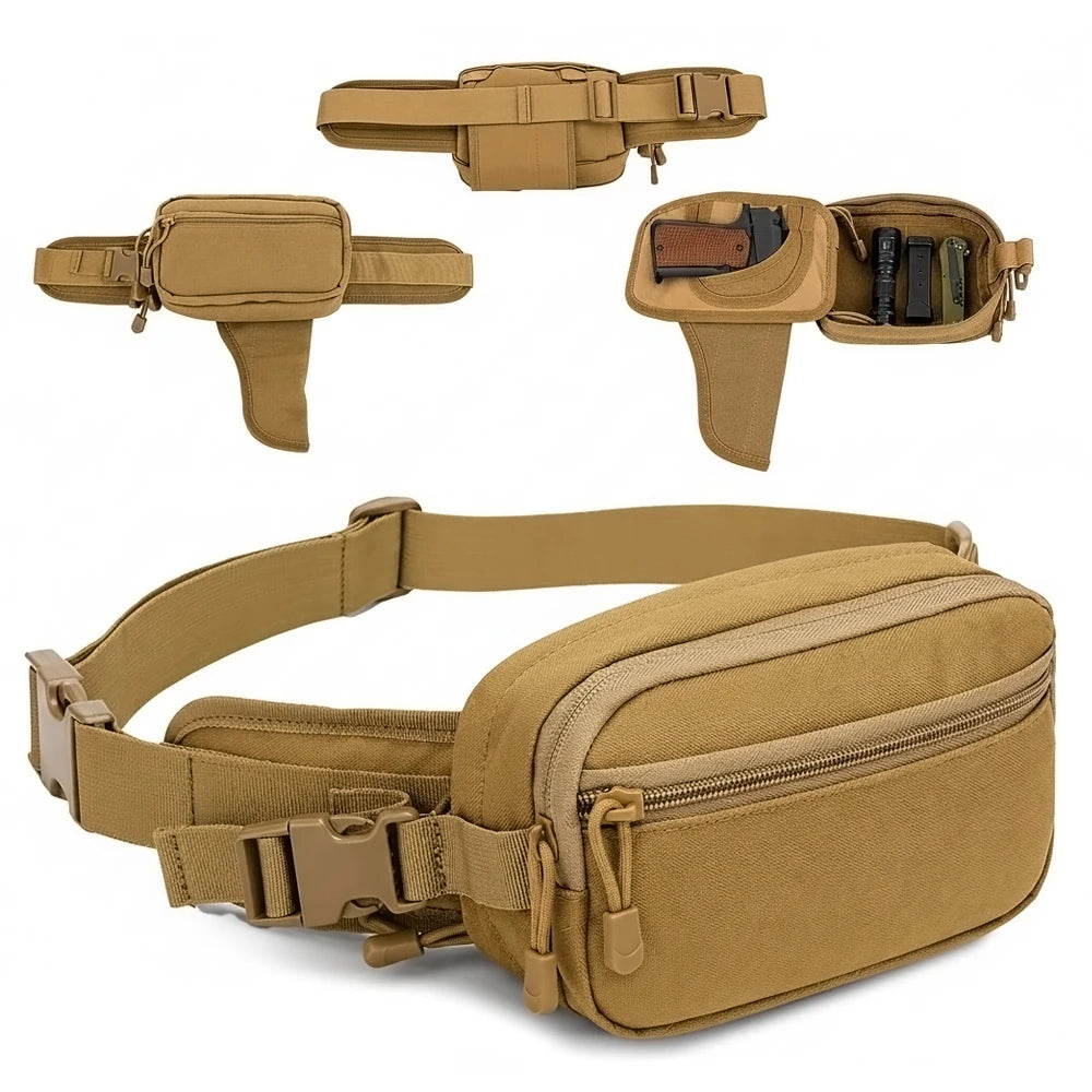 Tactical Waist Fanny Pack Concealed Carry Pistol Gun Bag Anti-Theft Hidden Gun Hip Bag Crossbody EDC Tool Bag for Hunting Hiking