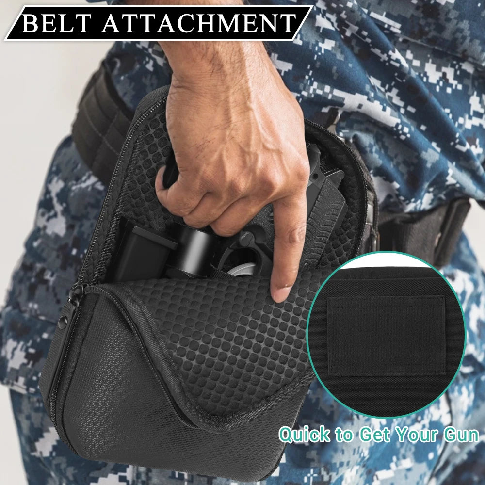 Concealed Carry Gun Bag Soft Sling Shoulder Bag Pistol Case Fanny Pack Waist Belt Firearms Bag with Holster for Handgun Pistol