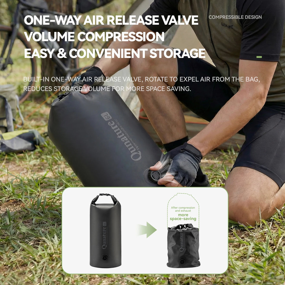 Qunature Upgraded 2.0 Compression Bike Bag 1/2-Pack Magnetic Quick Release Heavy Duty Waterproof Travel Gravel Bike Fork Pack 6L