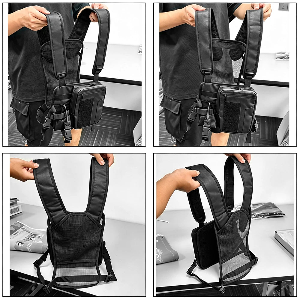 Tactical Radio Chest Bag Radio Vest Holder Pouch Walkie Talkie Vest Chest Harness Pouch Radio Storage Case Utility EDC Tool Bag