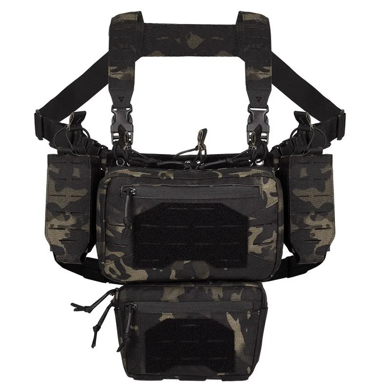 YAKEDA Camo Molle Chest Rig Fight Chassis Placard Laser Detachable Hook Loop Airsoft Magazine Pouch Tactical Plate Carrier Vest