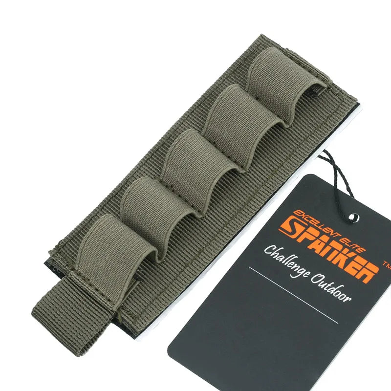 5 Rounds Shotgun Buttstock Ammo Pouch Shell Holder Bullet with Magic Tape Back Cartridge Carrier Hunting Gun Accessory
