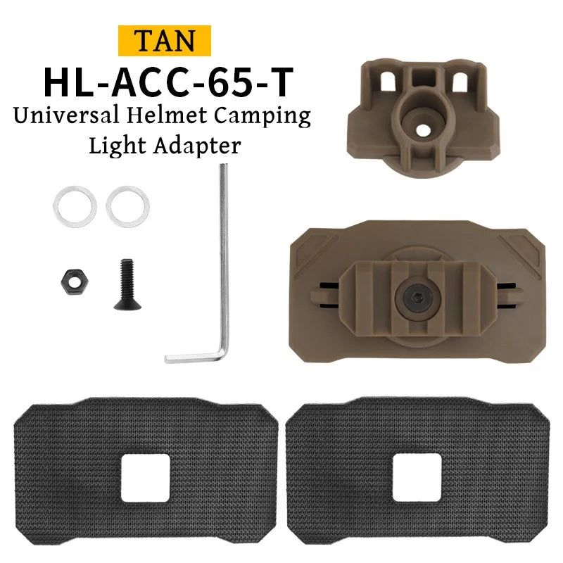 Outdoor Helmet Light Mount Adapter Shooting Camping Universal Helmets Flashlight Holder Hook and Loop Attachment Rotatable