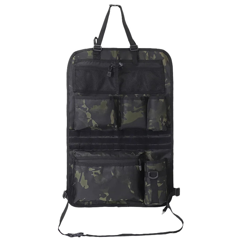 Tactical Car Seat Back Storage Bag Multifunction Hunting Hanging Bag Nylon Pouch Mesh Pocket Universal Portable Car Accessories