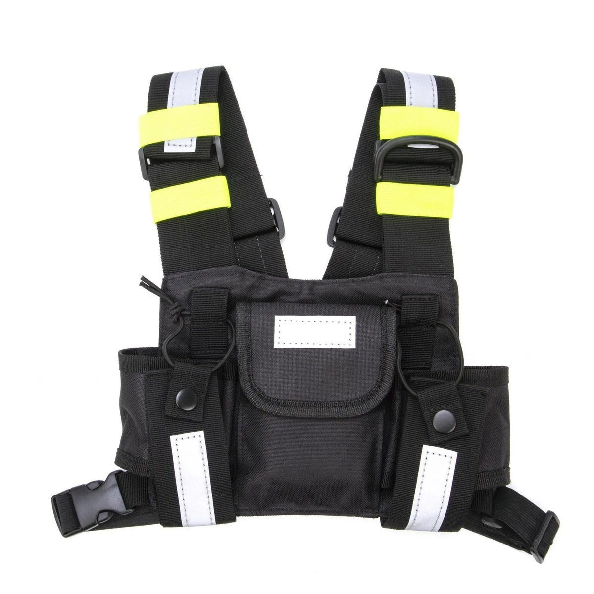 Yellow Reflective Tactical Harness Front Pack Vest Chest Bag Pouch For Walkie Talkie Radio