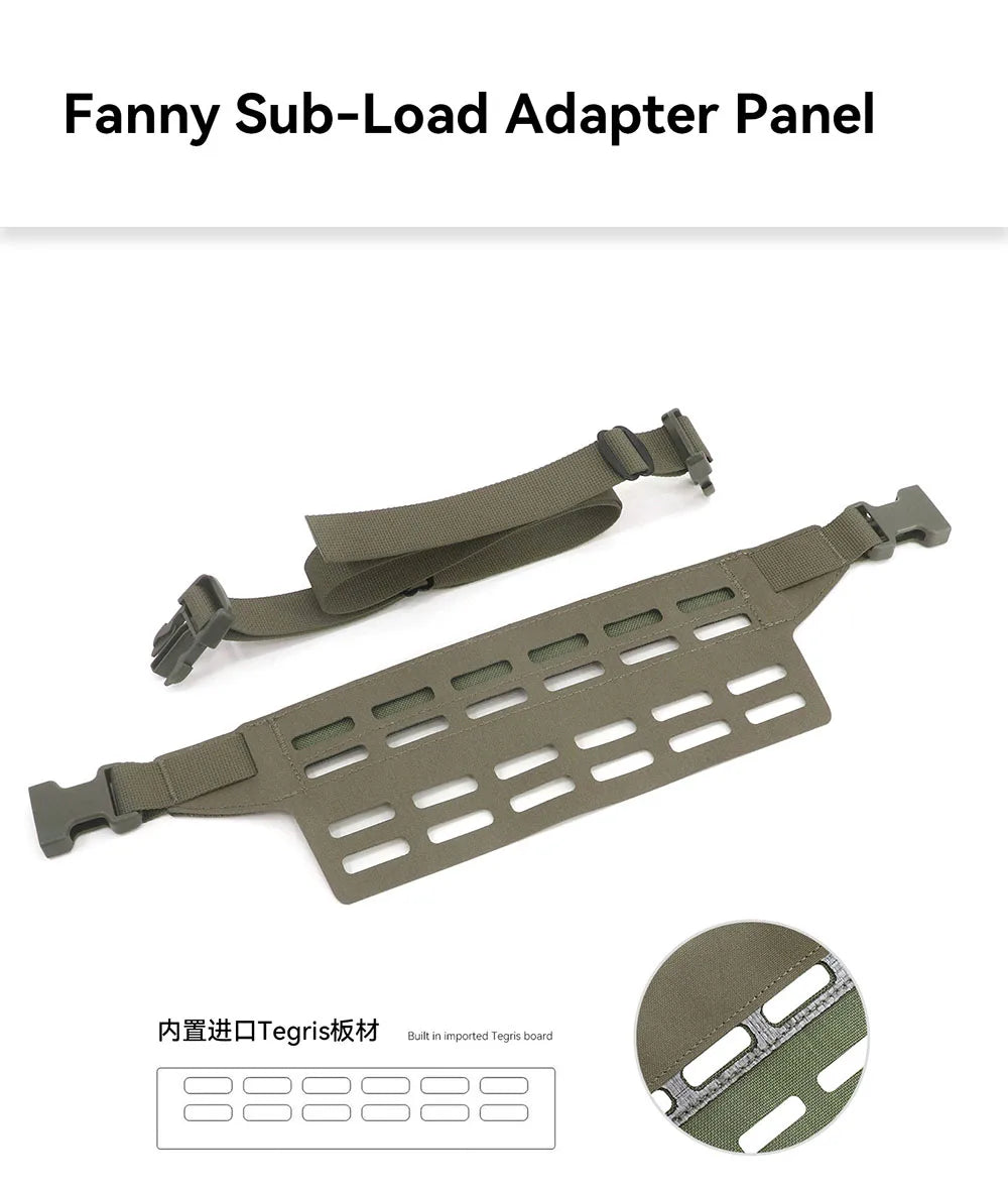 Tactical Belt MOLLE Fanny Sub Load Adapter Panel (SLAP) 6 Slot Wide Fanny Pack Admin Pouch Mounting Waist Belt