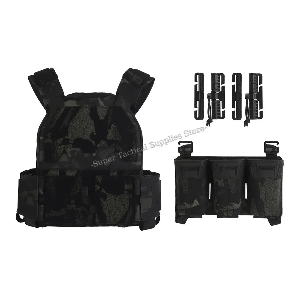 Sub-Zero Plate Carrier Portable Gear Molle Airsoft Quick Release Low-Visibility KZ Tactical Vest with 556 Triple Magazine Pouch