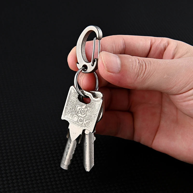 1Pc Heavy Duty Titanium Alloy Carabiner Keychain Quick Release Backpack Hook Outdoor Sports Key Ring Set