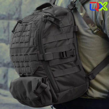 QX Tactical Assault Backpack Multi-Mission Multi-Function Daypack with Beaver Tail Expansion Outdoor Military Hiking Molle Bag