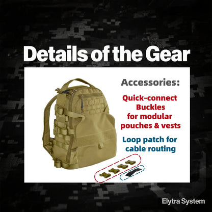 QX Tactical Assault Backpack Multi-Mission Multi-Function Daypack with Beaver Tail Expansion Outdoor Military Hiking Molle Bag