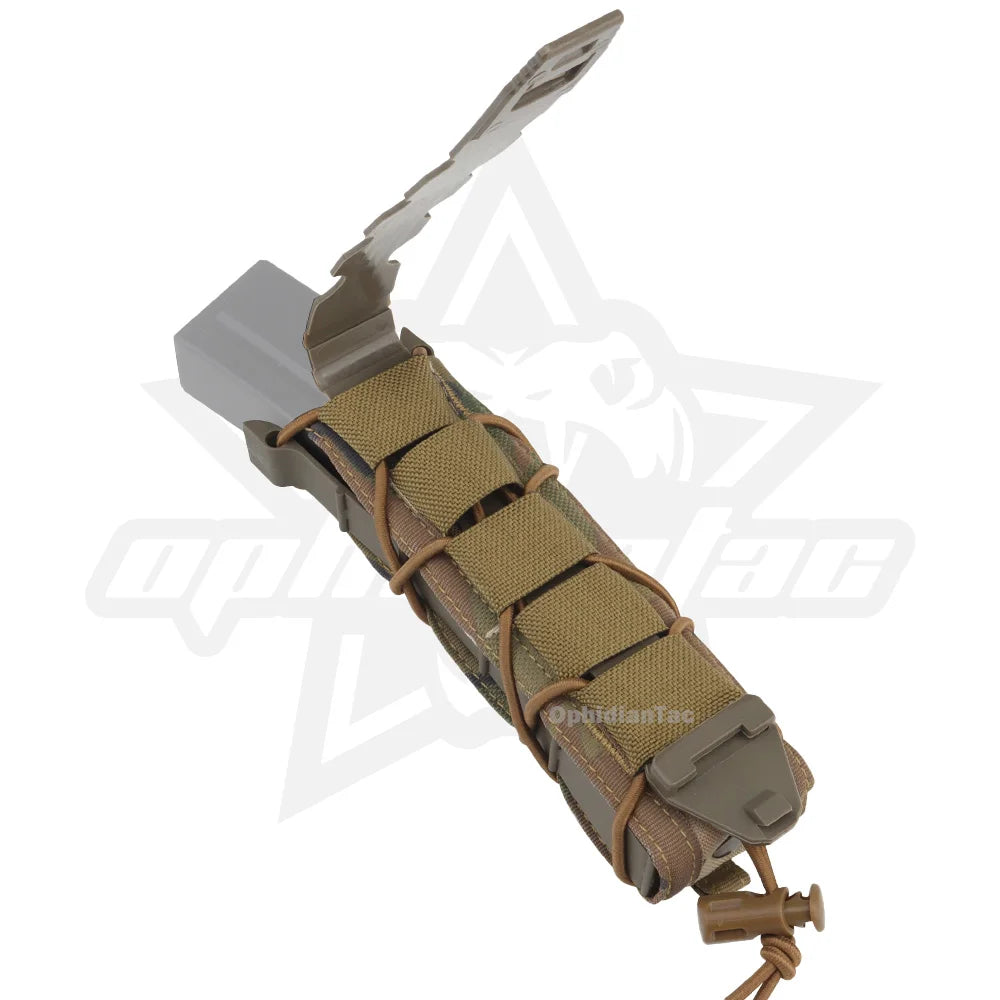 OPHIDIAN Pistol Magazine Pouch Fits MP5/MP7/.45 Long Single MOLLE/PALS Malice Clip Shock Cord 500D Nylon Polymer Side Panels