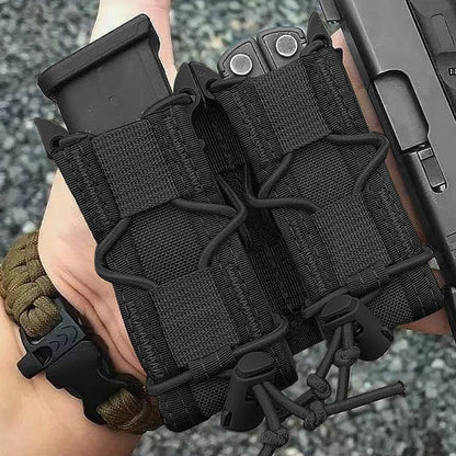 OPHIDIAN 9mm Pistol Double Row Magazine Pouch Molle Mag Holster Hunting Flashlight Holder EDC