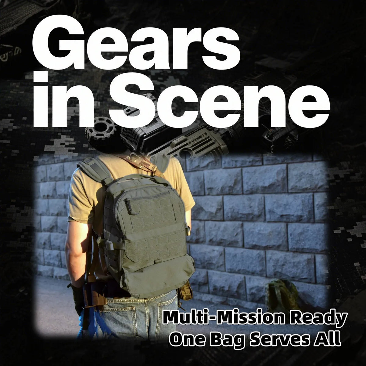 QX Tactical Assault Backpack Multi-Mission Multi-Function Daypack with Beaver Tail Expansion Outdoor Military Hiking Molle Bag