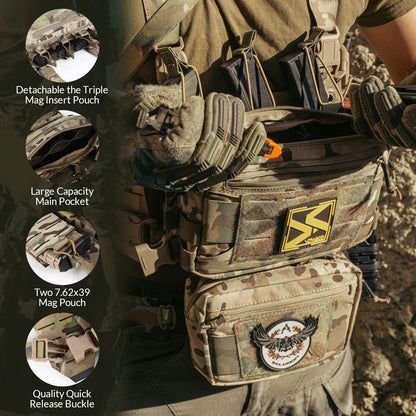 VOTAGOO Chest Equipment - Tactical Chest Equipment, Molle Modular Micro Combat Chest Equipment Adjustable and Detachable