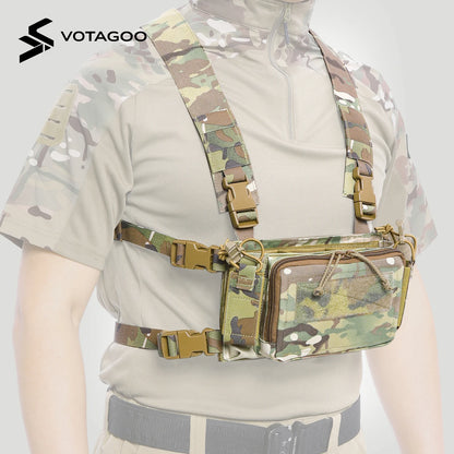 VOTAGOO Tactical Chest Rig with Triple 5.56/7.62 Mag Pouch X-Harness Adjustable Detachable for Shooting Hunting
