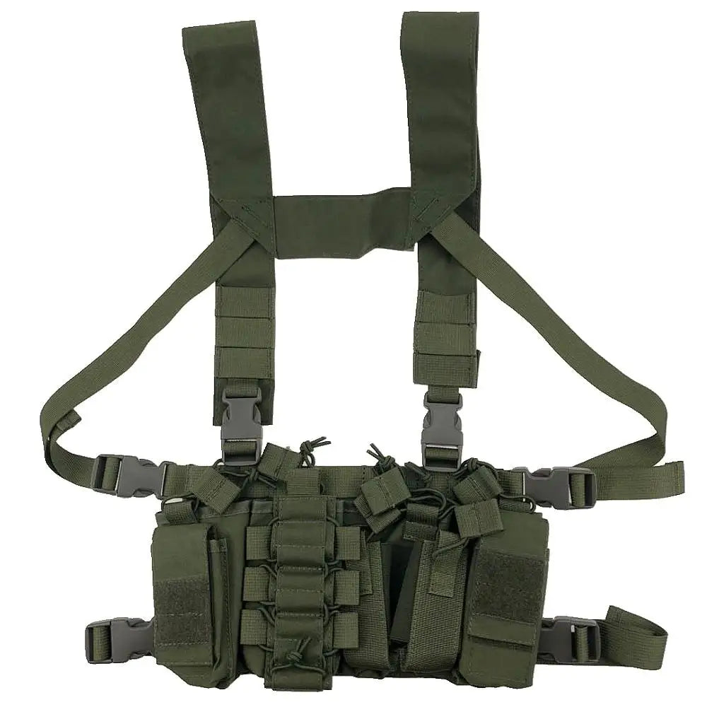 Outdoor Hunting Vest Tactical Triple Open-Top Mag Pouch FAST AK AR M4 FAMAS Mag Pouch With Shaped Suspender Shoulder Strap