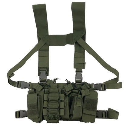 Outdoor Hunting Vest Tactical Triple Open-Top Mag Pouch FAST AK AR M4 FAMAS Mag Pouch With Shaped Suspender Shoulder Strap