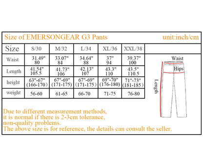 Emersongear Combat Uniform Tactical Pants with Knee Pads EMERSON Gen3  Hunting Trousers Training Clothing EM9351TYP