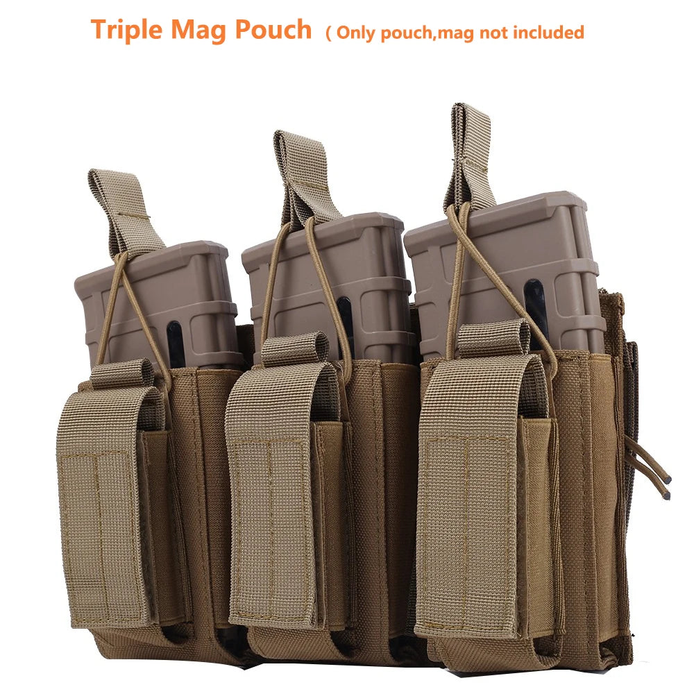Tactical Molle Magazine Pouch Tactical Pouch Single/Double/Triple Rifle Pistol Mag Pouch 2-Layer Cartridge Holder for M4 M14 M16