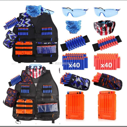 Kids Tactical Vest Kit Boys Girls Hunting Vest Guns N-Strike Elite Series Refill Dart Pouch