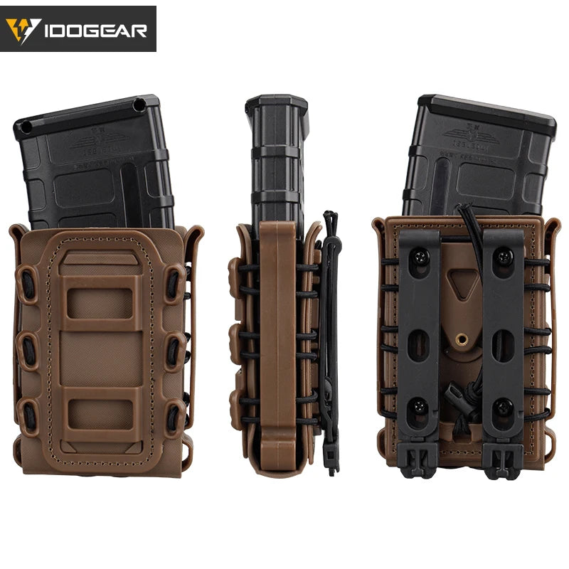 IDOGEAR 5.56mm 7.62mm Fast Mag Pouch Tactical Magazine Pouches Molle Belt Fast Attach Carrier Soft Shell  Mag Carrier