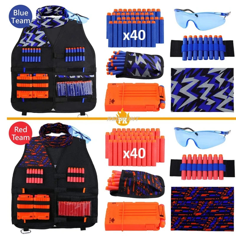 Kids Tactical Vest Kit Boys Girls Hunting Vest Guns N-Strike Elite Series Refill Dart Pouch