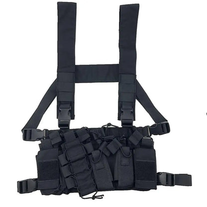 Outdoor Hunting Vest Tactical Triple Open-Top Mag Pouch FAST AK AR M4 FAMAS Mag Pouch With Shaped Suspender Shoulder Strap