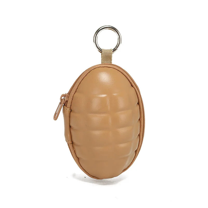 Tactical Grenade Shaped Style Key Wallets PU Leather Hand Zipper Car Coin Purse Knife Pouch Bag Keychain Holder Case Camouflage