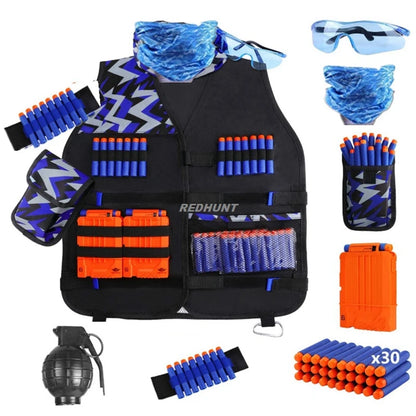 Kids Tactical Vest Kit Boys Girls Hunting Vest Guns N-Strike Elite Series Refill Dart Pouch