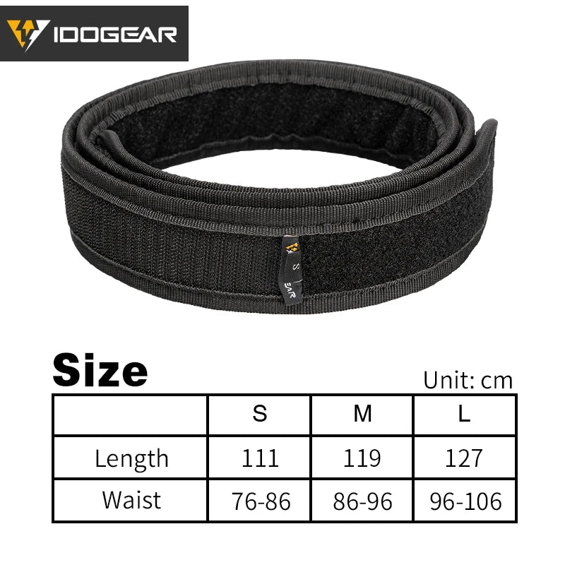 IDOGEAR Tactical Belt Mens Belts Sports Inner Belt  1.7" Waist Belt  Nylon Black 3418