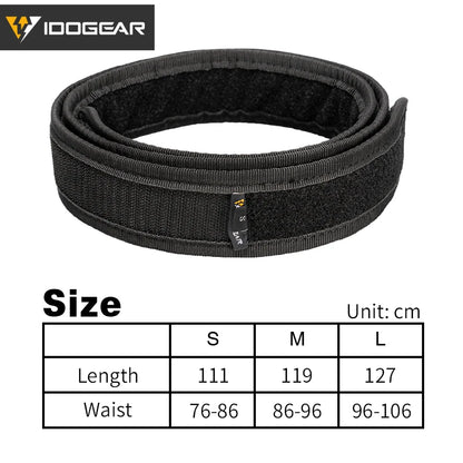 IDOGEAR Tactical Belt Mens Belts Sports Inner Belt  1.7" Waist Belt  Nylon Black 3418