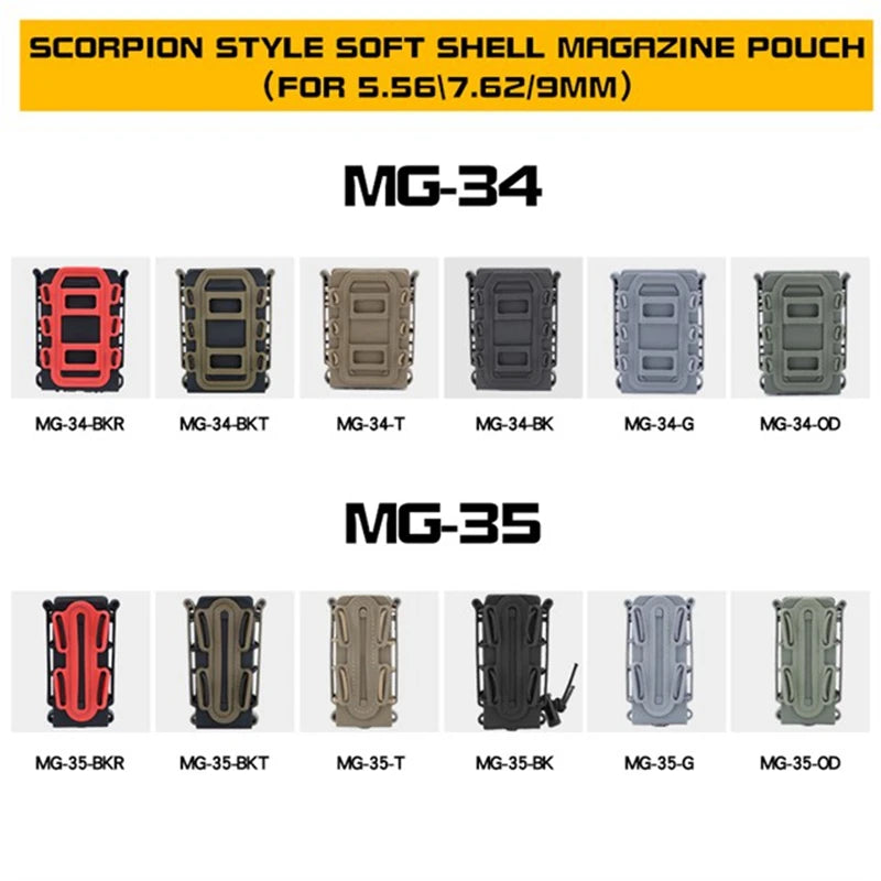 Tactical Magazine Pouch 9 mm Pistol Magazine Pouch Soft Shell Adjustable Hunting Universal Mag Carrier with MOLLE & Belt Clips