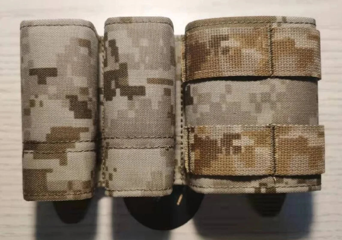 Tactical Vest 1+2 Triple Magazine Pouch 9mm+9mm+5.56 System Magazine Ammo Clip Bags Holder Pocket