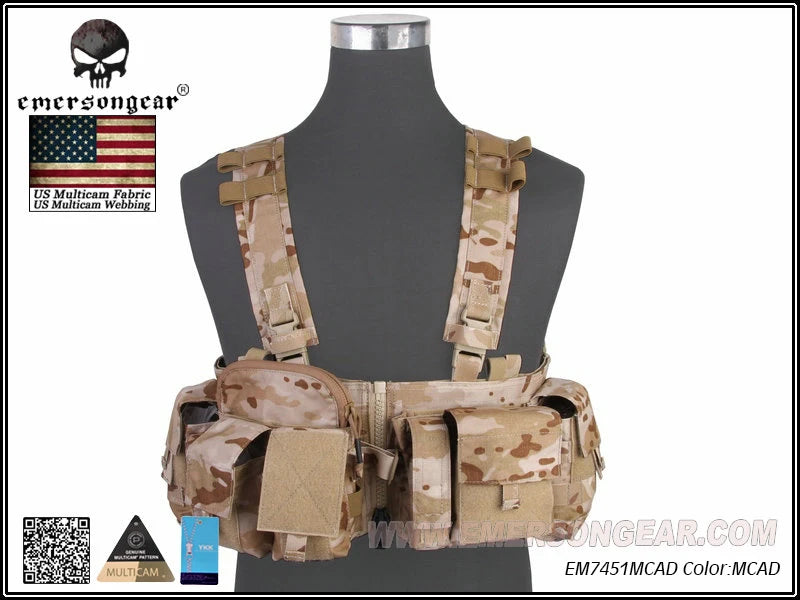 Emersongear Tactical MF Style UW Gen V Split Front Chest Rig Lightweight Detachable W Zipper Buckle Wargame Airsoft EM7451