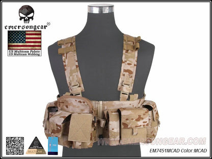 Emersongear Tactical MF Style UW Gen V Split Front Chest Rig Lightweight Detachable W Zipper Buckle Wargame Airsoft EM7451